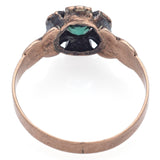 Antique 10K Yellow Gold Lab Emerald & Pearl Band Ring Size 6.5