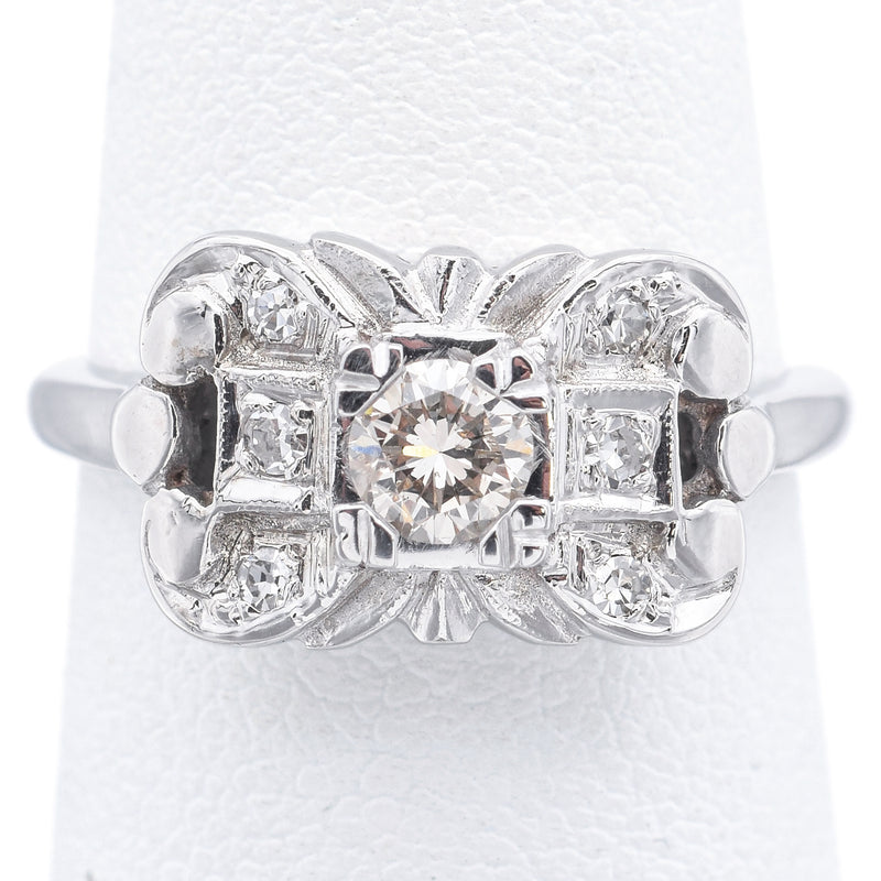 Vintage 14K White Gold 0.39 TCW Diamond Band Ring Size 6