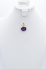 Vintage 18K Yellow Gold 21.08 Ct Amethyst & 0.75 TCW Diamond Pendant