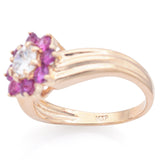 Vintage 14K Yellow Gold Ruby & 0.51 Ct Diamond Band Ring Size 6.5
