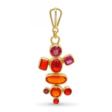 Vintage Suz Andreasen 14k Yellow Gold Fire Opal and Ruby Multi-Gemstone Pendant
