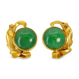 Vintage 22k Yellow Gold Jadeite Stud Earrings