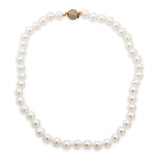Vintage 14k Yellow Gold Cultured Pearls Diamond Clasp Princess Length Necklace