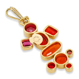 Vintage Suz Andreasen 14k Yellow Gold Fire Opal and Ruby Multi-Gemstone Pendant