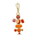 Vintage Suz Andreasen 14k Yellow Gold Fire Opal and Ruby Multi-Gemstone Pendant