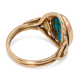 Vintage 14k Yellow Gold Turquoise Cabochon Woven Wire Ring