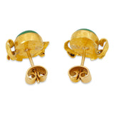 Vintage 22k Yellow Gold Jadeite Stud Earrings