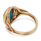 Vintage 14k Yellow Gold Turquoise Cabochon Woven Wire Ring