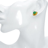 Vintage 22k Yellow Gold Jadeite Stud Earrings
