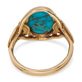Vintage 14k Yellow Gold Turquoise Cabochon Woven Wire Ring