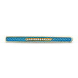 Edwardian 13k Yellow Gold Pearl and Enamel Guilloché Bar Brooch