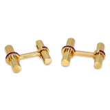 Vintage Tiffany & Co. 14k Yellow Gold Ruby Reeded Cufflinks