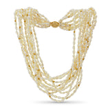Vintage 14k Yellow Gold Rice Pearl Torsade Necklace