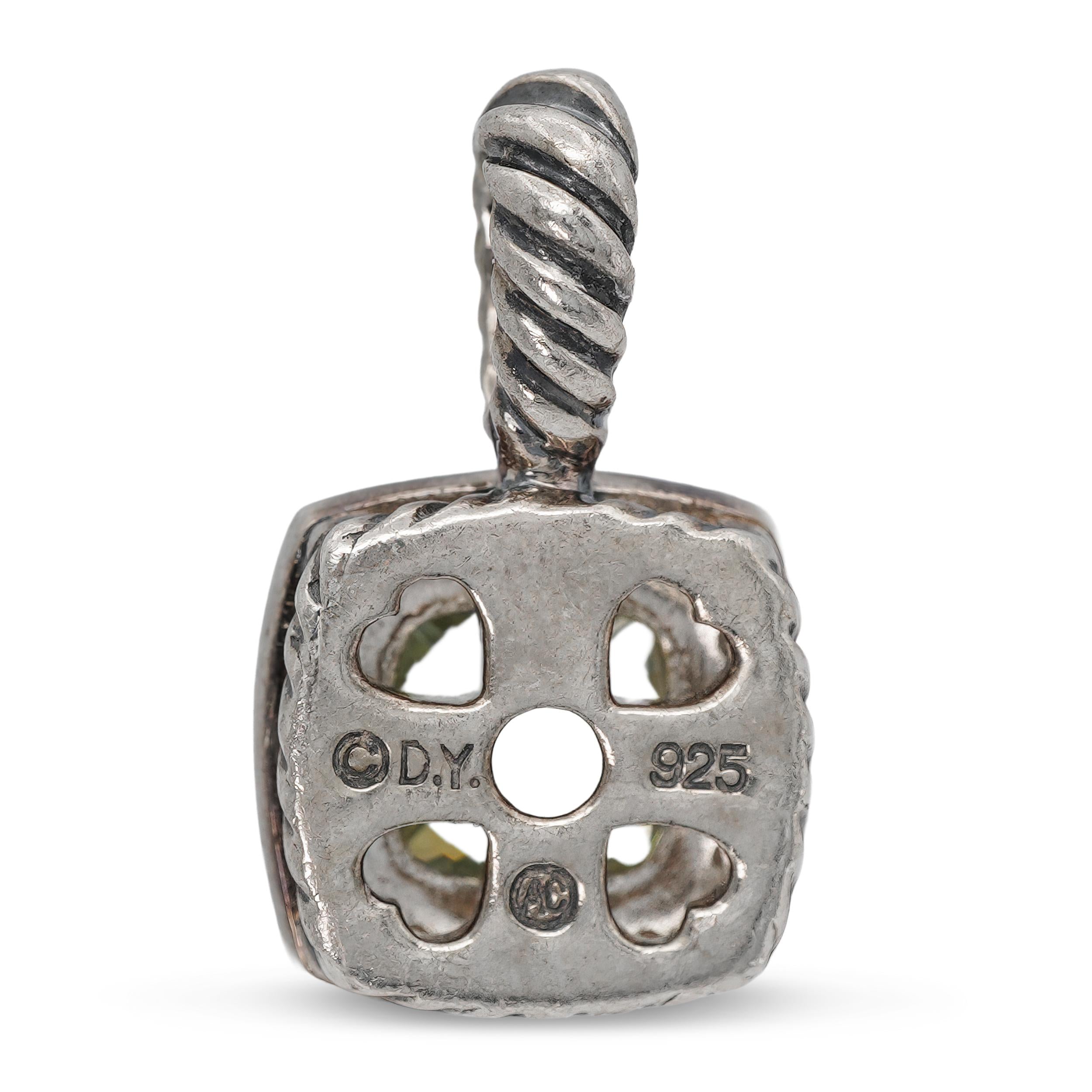 David Yurman Albion Sterling Silver Aquamarine & Diamond Pendant