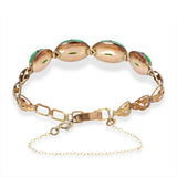 Vintage 14k Yellow Gold 11.2tcw Jadeite Jade Link Bracelet