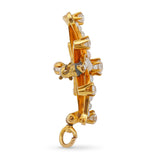 Antique Victorian 12k Yellow Gold OEC Diamond Pearl Starburst Brooch