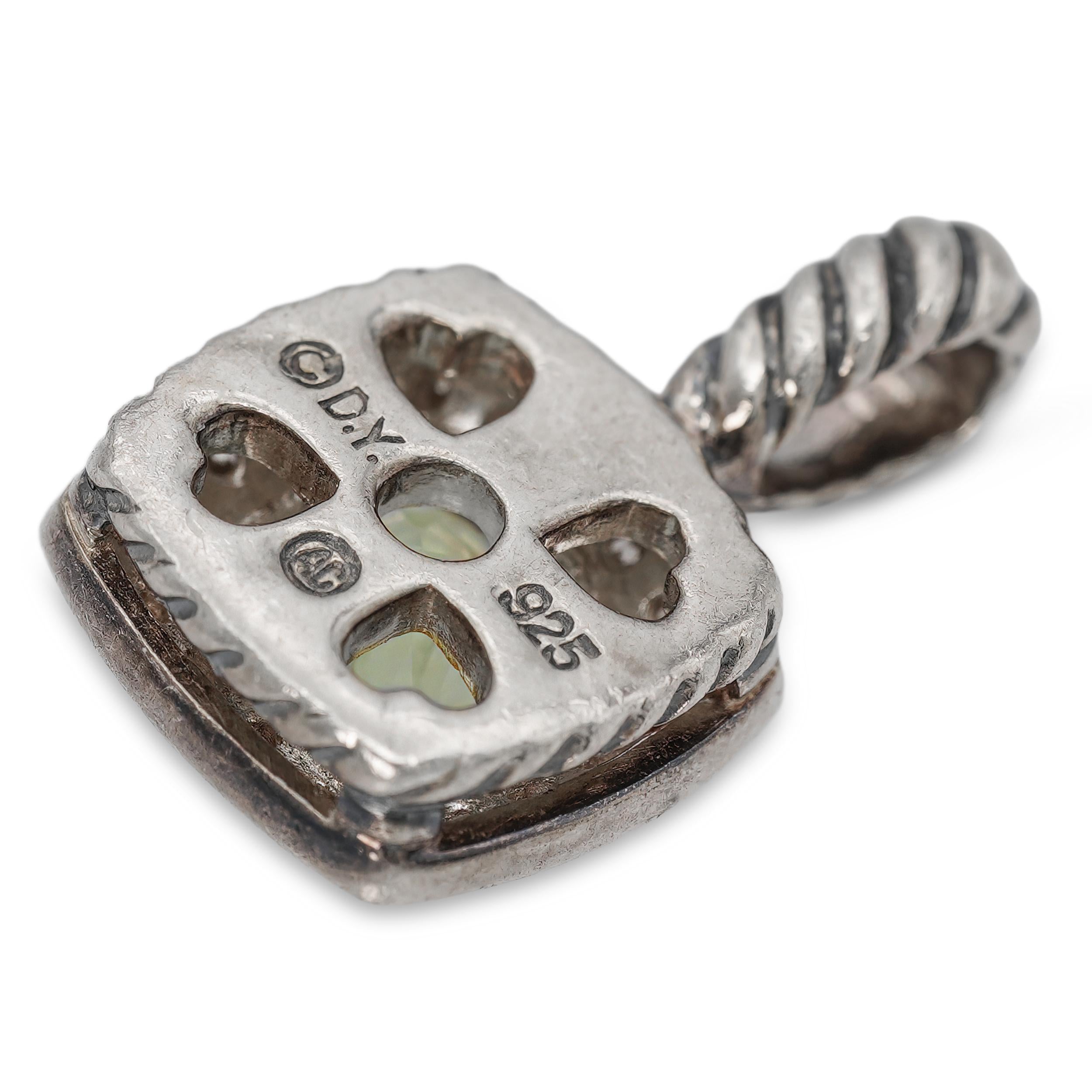 David Yurman Albion Sterling Silver Aquamarine & Diamond Pendant