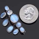Antique Silver and 10K Yellow Gold Moonstone Brooch Pin