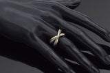 David Yurman Sterling Silver & 18K Yellow Gold X Crossover Ring Size 6.5 Pouch
