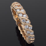 Vintage 14K Yellow Gold 1.05 TCW Diamond Semi-Eternity Band Ring Size 7
