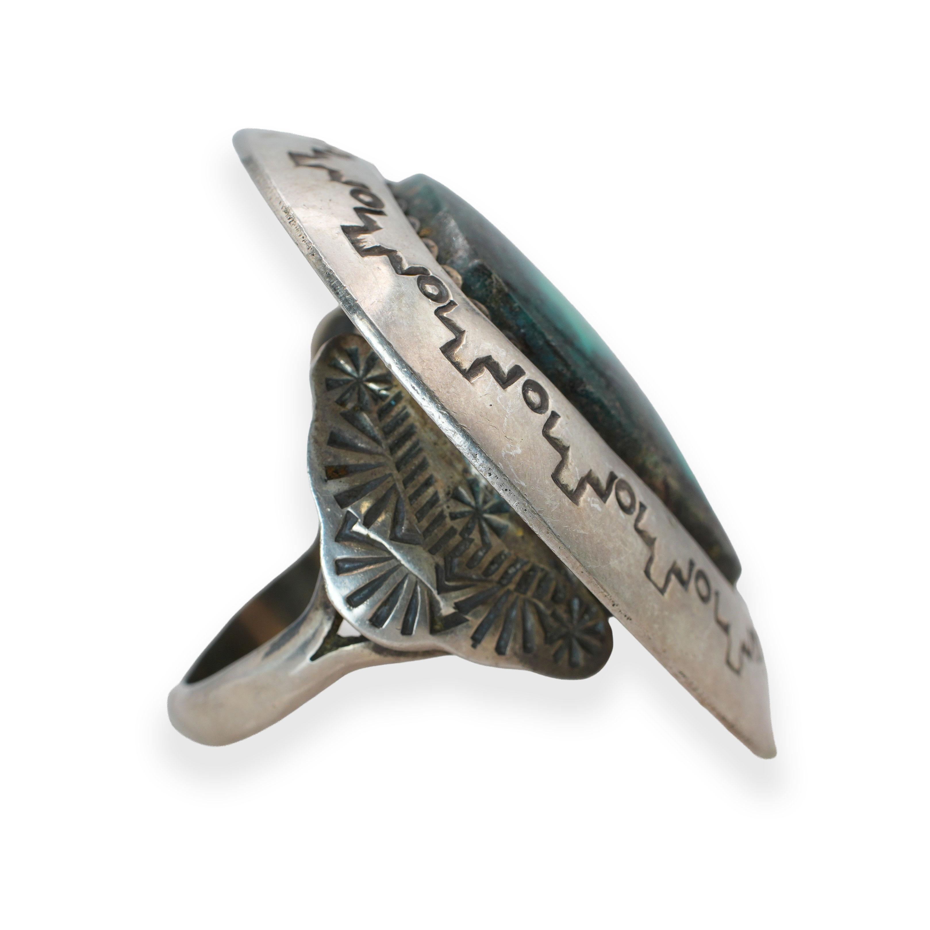Teddy Goodluck Sterling Silver Turquoise Statement Ring