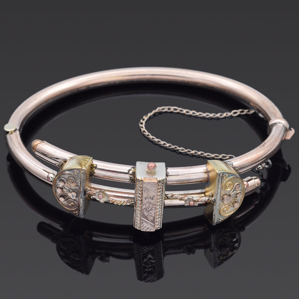 Antique Victorian GF Ornate Hinged Bangle Bracelet