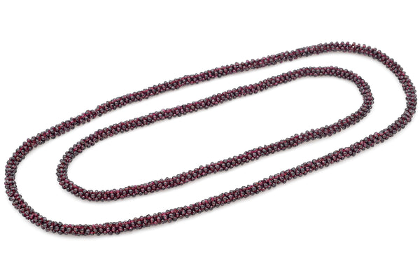Lot of 2 Vintage Garnet Beaded Strand Rope Necklaces