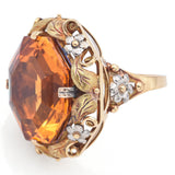 Vintage 18K Yellow Gold 25.24 Carat Citrine Cocktail Ring Size 6.25