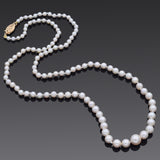 Vintage 14K Yellow Gold 3 -7.40 mm Pearl Beaded Strand Necklace 20.5 Inches