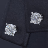 14K White Gold 0.65 TCW Natural Diamond Round Stud Earrings 4.5 mm