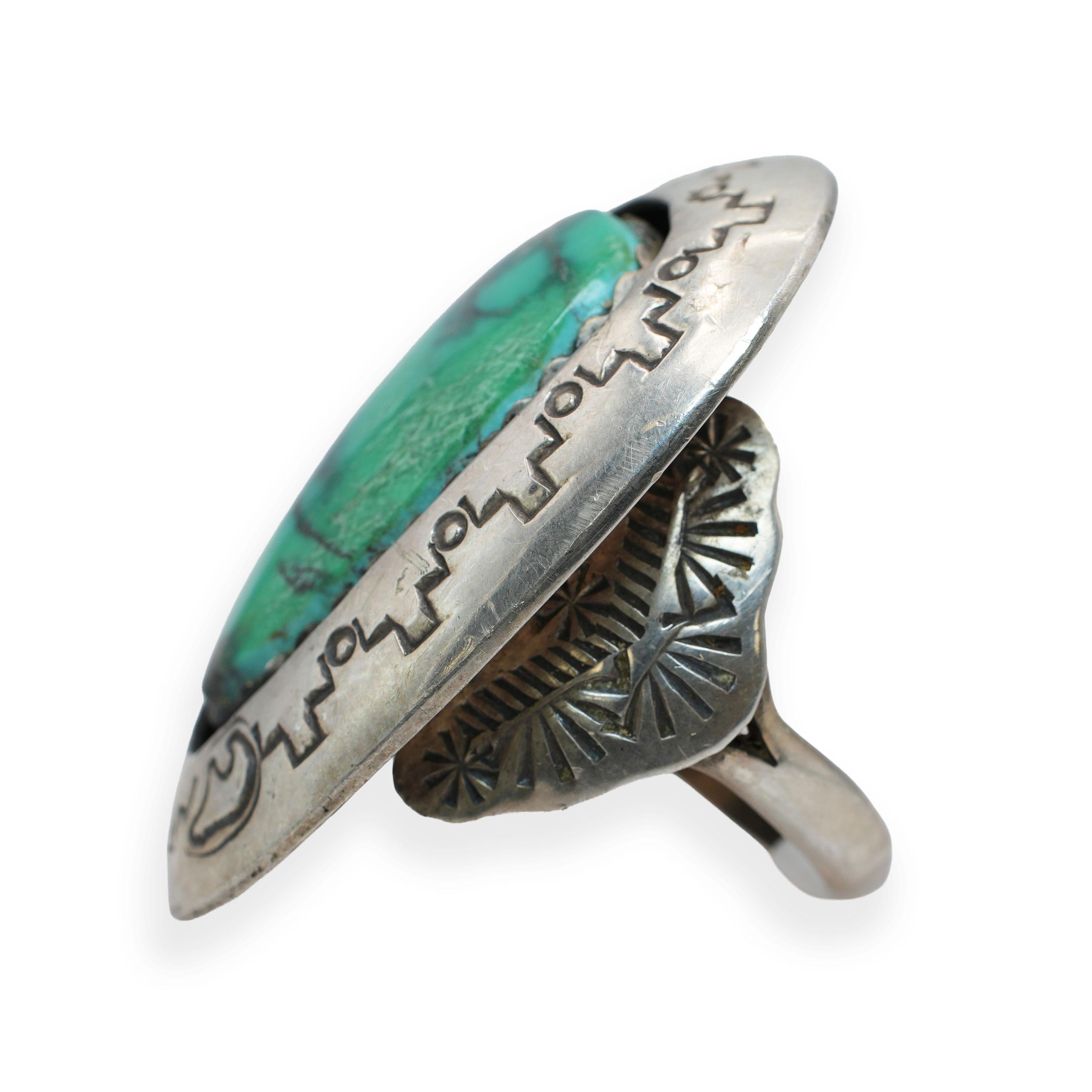 Teddy Goodluck Sterling Silver Turquoise Statement Ring