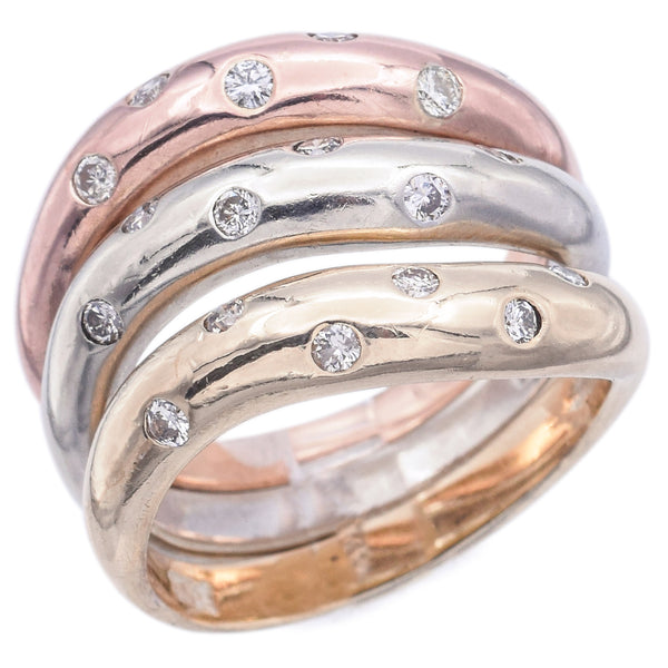 Lot of 3 14K Multi-Tone Gold 0.27 TCW Diamond Swirl Stackable Band Rings Size 6