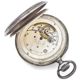 Antique Longines 800 Silver 17 Jewels Open Face Deck Watch 68 mm