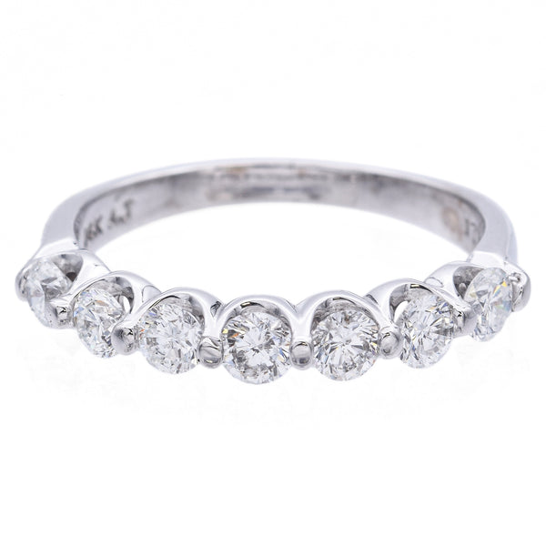 Estate 14K White Gold 0.77 TCW Diamond Semi-Eternity Band Ring Size 8