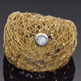 Orlando Orlandini 18K Yellow Gold Diamond Mesh Ring + Box Size 6