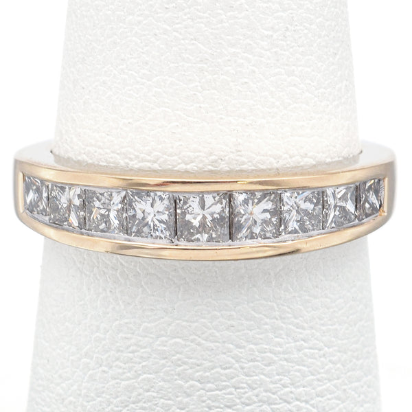 Vintage 1.26 TCW Diamond 14K Yellow Gold Semi-Eternity Band Ring Size 6.5