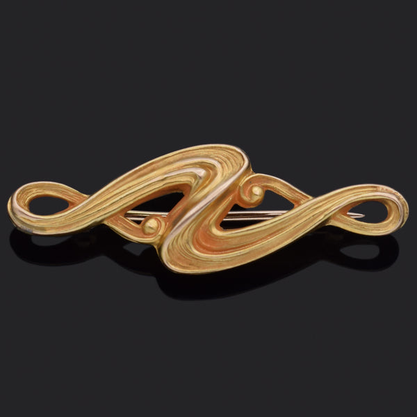Vintage L&A Signed 14K Yellow Gold Brooch Pin