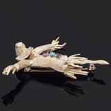 Vintage 14K Yellow Gold Ruby Sapphire Turquoise Scare Crow Pin Brooch 8.7 Grams