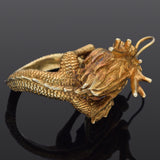 Vintage 14K Yellow Gold Emerald & Ruby Dragon Cocktail Ring Size 7.25