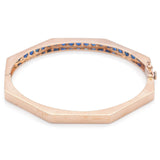 Estate 14K Yellow Gold Sapphire Octagon Bangle Bracelet 4.7 mm