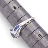 Vintage 10K White Gold Sapphire & Diamond Band Ring Size 7