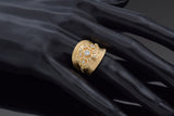 T-R Signed 0.38 TCW Diamond 18K Yellow Gold Wide Band Ring Size 7.25