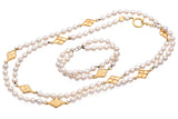 Vintage Chanel Gold Plated Faux Pearl Necklace & Bracelet Set with Box