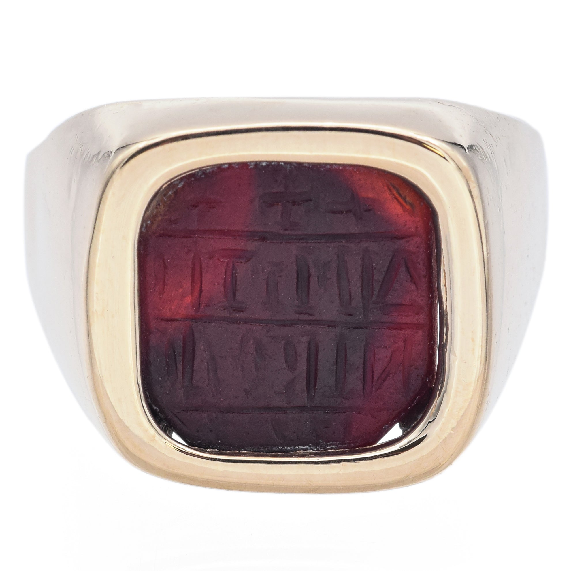 Antique 1770s 13K Yellow Gold Carved Carnelian Signet Ring Size 11.25