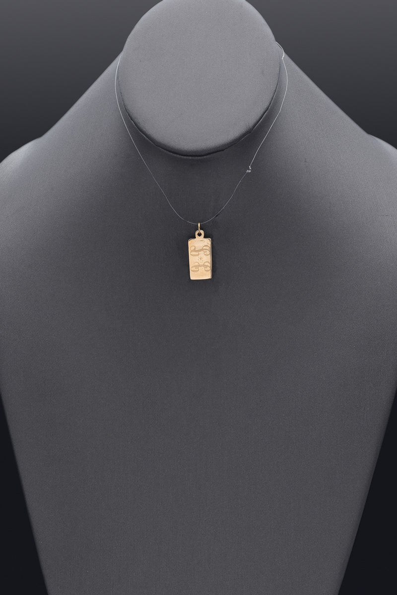 Cartier Vintage 14K Yellow Gold Bar Tag Charm Pendant 23 x 10.50 mm