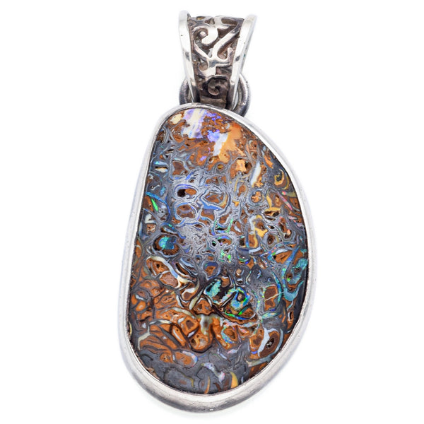 Vintage Sterling Silver Boulder Opal Pendant