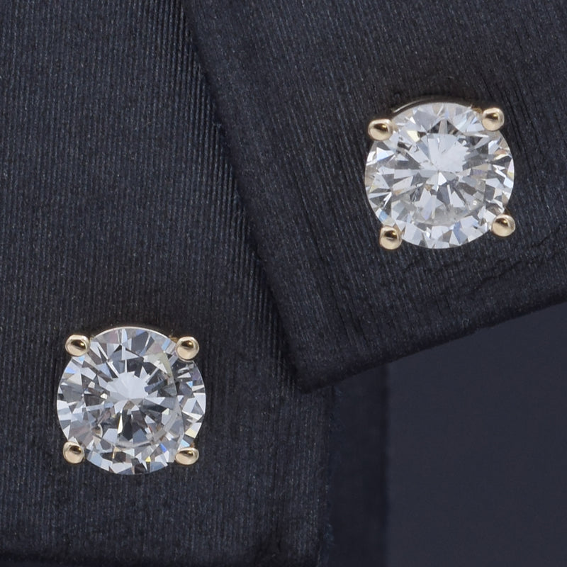 14K Yellow Gold 0.65 TCW Natural Diamond Round Stud Earrings 4.5 mm