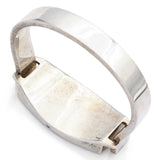 Puig Doria Spain Vintage Sterling Silver Wood Inlay Modernist Bangle Bracelet