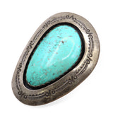 Vintage Teddy Goodluck Sterling Silver Turquoise Statement Ring