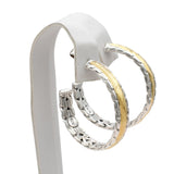 John Hardy Sterling Silver and 22k Yellow Gold Textured Hoop Earrings